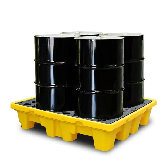 2 Drum 27gal/105L Sump Capacity Forklift Pockets HDPE Plastic Oil Barrel High Profile Spill Containment Pallet for Chemical Storage Leakproof