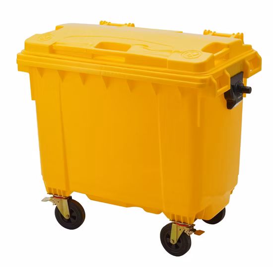 120/240л/1100л/660л большой открытый общественный уличный HDPE 4-колесный мобильный мусорный ящик промышленный пластиковый мусорный контейнер/мусор/мусор/контейнер для мусора с педалью крышки